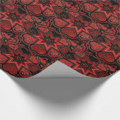 'マイハート'レッド&ブラックレースラッピング紙 ラッピングペーパー (コーナー)