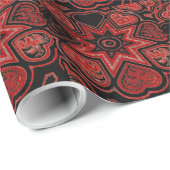 'マイハート'レッド&ブラックレースラッピング紙 ラッピングペーパー (ロールコーナー)