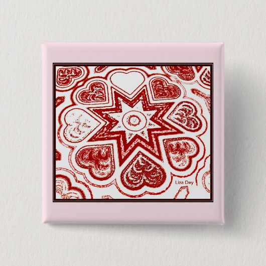 'マイハート'角ピン（白） 缶バッジ (正面)