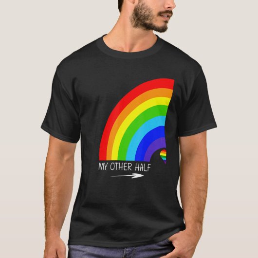 マイハーフゲイカップルレインボープライドクールLgbt Tシャツ (正面)