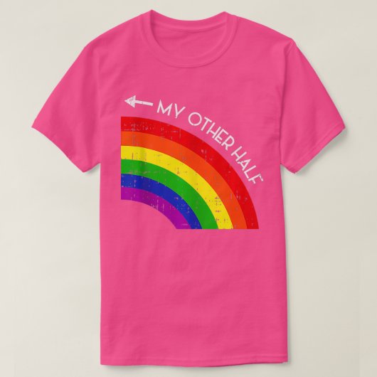 マイハーフゲイカップル虹のプライドカッコいいLGBT A Tシャツ (デザイン正面)
