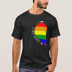 マイハーフゲイハートカップルレインボープライド クール Tシャツ