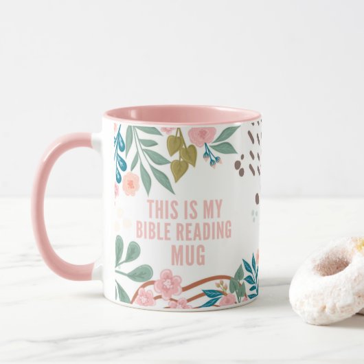 マイバイブル読のフローラ抽象芸術名前をカスタムする マグカップ (ドーナツ)