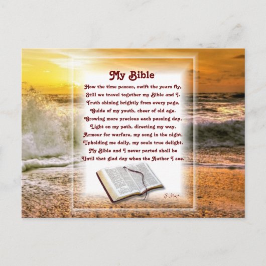 『マイバイブル』サンセットビーチのキリスト教詩 シーズンポストカード (正面)