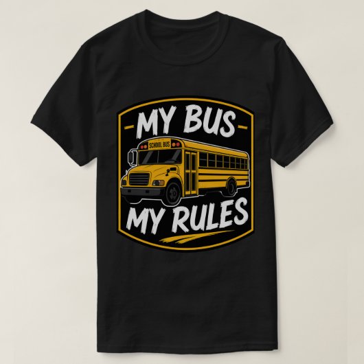マイバスマイスタイルスクールバス運転手バッジTシャツ - Tシャツ (デザイン正面)
