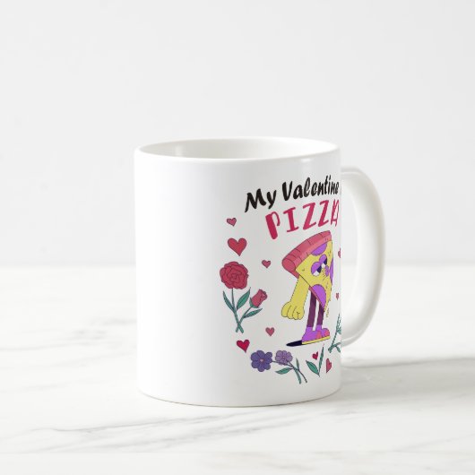 マイバレンタインはピザ招待状 コーヒーマグカップ (正面右)