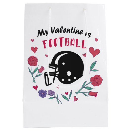 マイバレンタインサッカー招待状はがきT-Shi ミディアムペーパーバッグ (裏面)