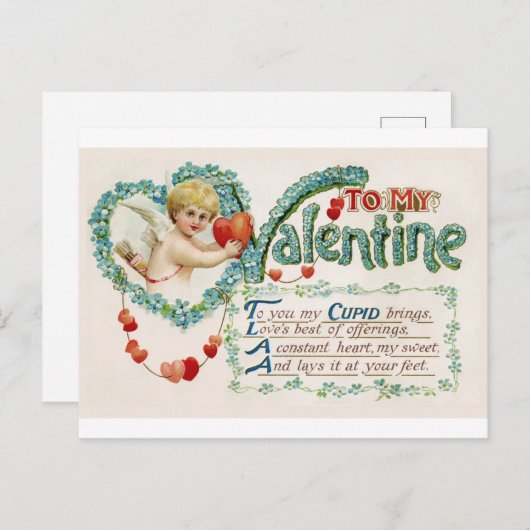 マイバレンタインラブケルブヴィンテージはがき ポストカード (正面/裏面)