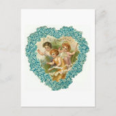 マイバレンタイン青フローラハート シーズンポストカード (正面)