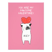 マイパウソールバレンタインキュートパグ&赤いハートピンク フォトプリント            (正面)