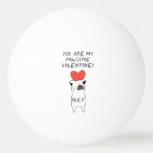 マイパウソールバレンタインキュートパグ&赤いハートホワイト 卓球ボール (正面)