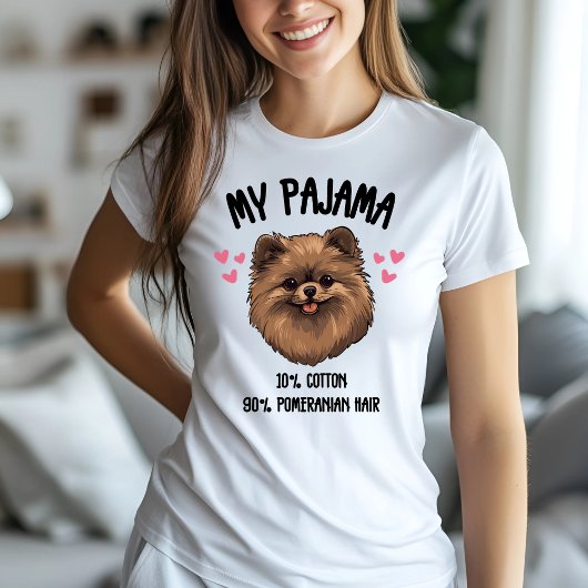 マイパジャマ – 10%綿、90%ポメラニア犬 Tシャツ