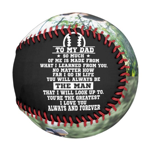 マイパパカスタム2パーソナライズされたフォトコラージュ 野球ボール (裏面左)