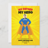 マイパパマイヒーローブライトイエロー漫画スプラッシュ誕生日 カード (正面)