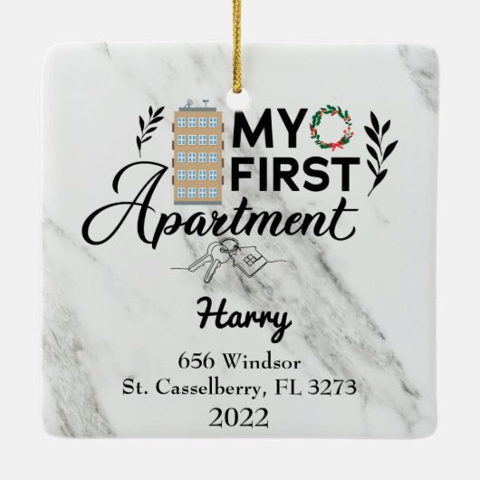 マイパーソナライズされたファーストアパートメント2022 セラミックオーナメント (裏面)