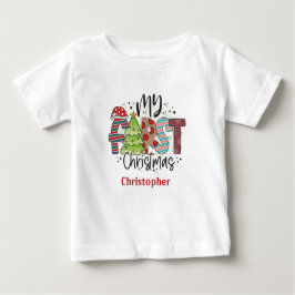 マイパーソナライズされた初めてのクリスマスギフトベビー ベビーTシャツ