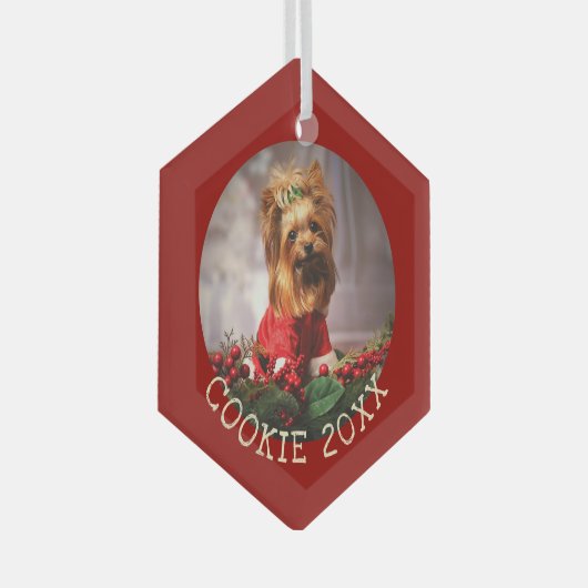 マイパーソナライズされた初めてのクリスマスドッグキープサケペット ガラスオーナメント (正面右)