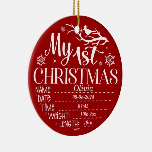 マイパーソナライズされた初めてのクリスマス詳細と写真 セラミックオーナメント (右)
