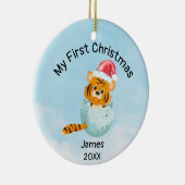 マイパーソナライズされた初めてのクリスマス2023男の赤ちゃん セラミックオーナメント (右)