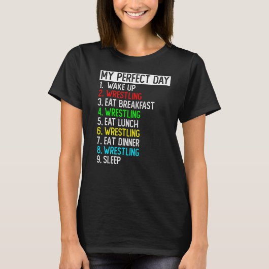 マイパーフェクトデイおもしろいレスリング Tシャツ (正面)