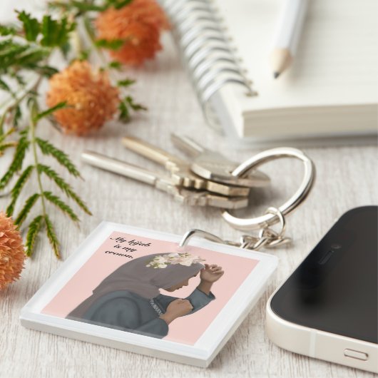 マイヒジャブはマイクラウン  キーホルダー (正面右)