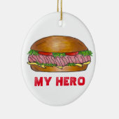 マイヒーローおもしろいグルメサブサブサブサブマリンサンドイッチホテル セラミックオーナメント (右)