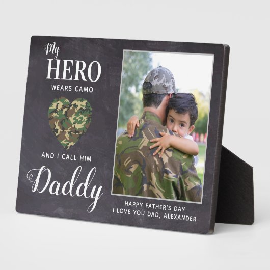 マイヒーローカーズ迷彩柄軍隊パパパーソナライズされた写真 フォトプラーク (側面)