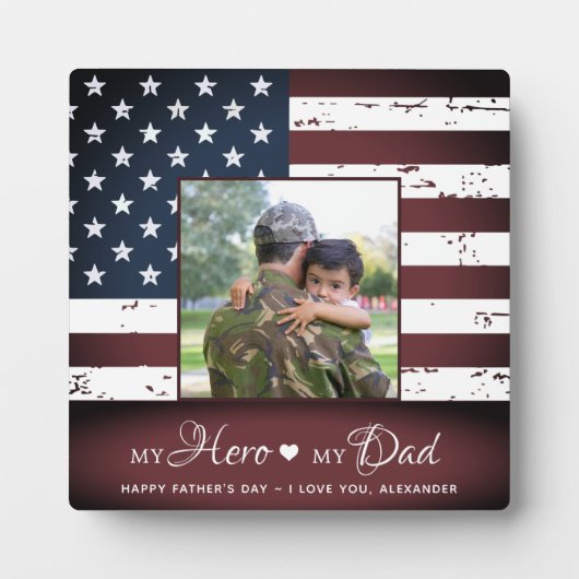 マイヒーローマイパパアーミー軍隊パーソナライズされた写真 フォトプラーク (正面)