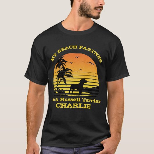 マイビーチパートナーSunset Palm Jack Russell Terrier Tシャツ (正面)