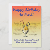 マイピナコラダバースデーパーティーの招待 招待状 (正面)