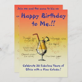 マイピナコラダバースデーパーティーの招待 招待状