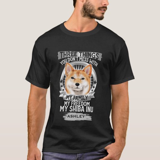 マイファミリーマイ柴犬愛犬 Tシャツ (正面)