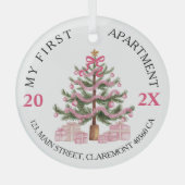 マイファーストのアパートはピンクのコケット ガラスオーナメント (正面)