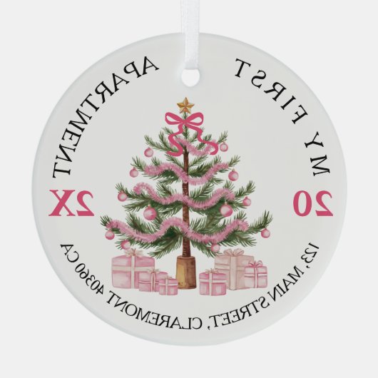 マイファーストのアパートはピンクのコケット ガラスオーナメント (裏面)