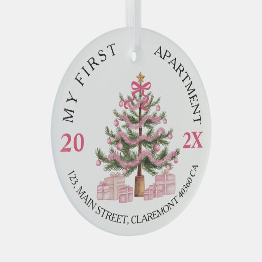 マイファーストのアパートはピンクのコケット ガラスオーナメント (正面右)