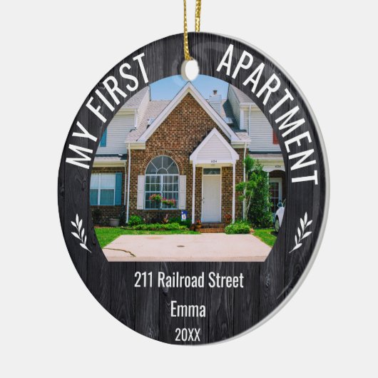 マイファーストアパートメント2022名前をカスタムする&2フォトホーン セラミックオーナメント (左)