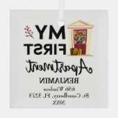 マイファーストアパートメント2023名前をカスタムする&アドレス ガラスオーナメント (裏面)