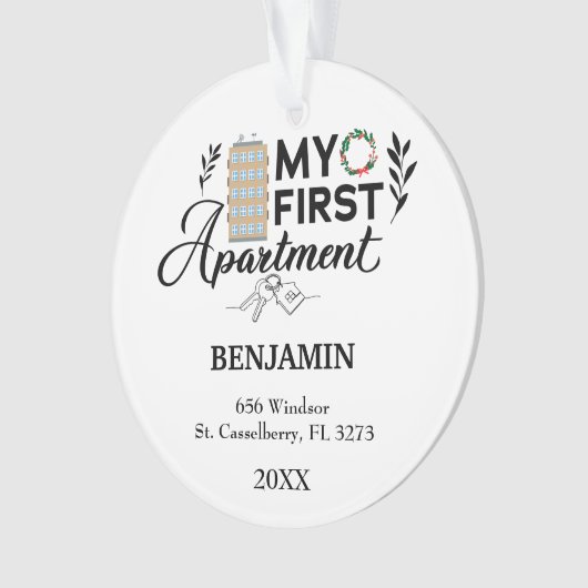 マイファーストアパートメント2024ギフトパーソナライズされたホテル オーナメント (正面)