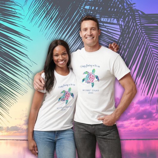 マイファーストクルーズファミリーバケーションカワイウミガメ Tシャツ