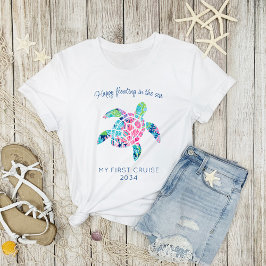 マイファーストクルーズファミリーバケーションカワイウミガメ Tシャツ