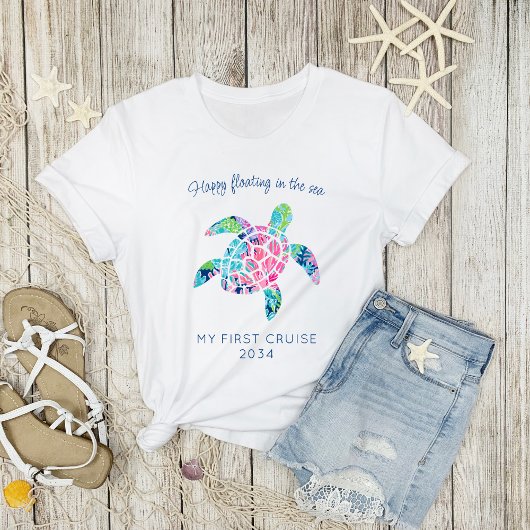 マイファーストクルーズファミリーバケーションカワイウミガメ Tシャツ