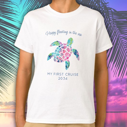 マイファーストクルーズファミリーバケーションカワイウミガメ Tシャツ