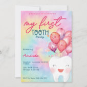 マイファーストティースパーティー絞り染めバルーンガーリー 招待状 (正面)