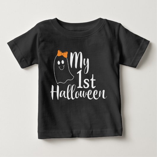 マイファーストハロウィーンかわいいベビーガール幽霊 ベビーTシャツ (正面)