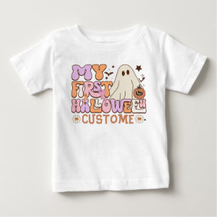 マイファーストハロウィーンカストメカボチャ幽霊Groovy ベビーTシャツ