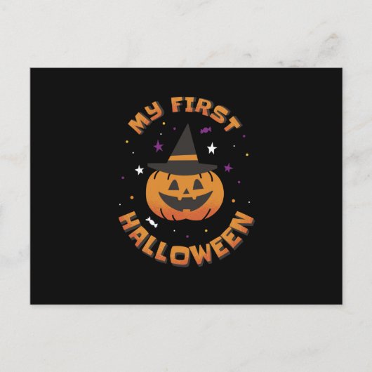 『マイファーストハロウィーンカワイトカボチャ』 ポストカード (正面)