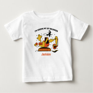 マイファーストハロウィーンショベル建築誕生日 ベビーTシャツ