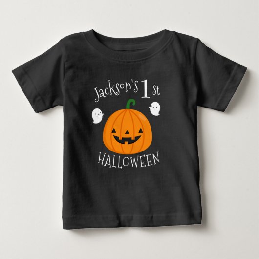 マイファーストハロウィーン幽霊カボチャパーソナライズされた ベビーTシャツ (正面)