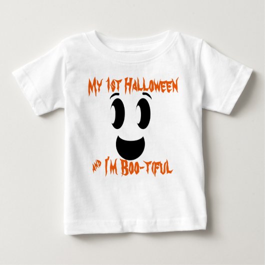 マイファーストハロウィーン幽霊 ベビーTシャツ (正面)