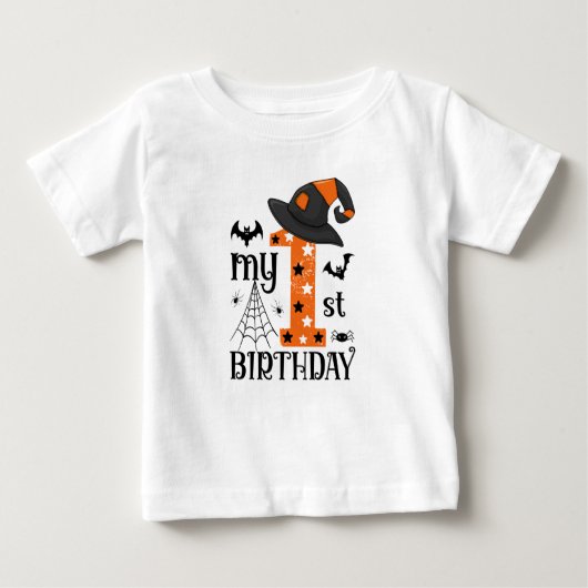 マイファーストハロウィーン誕生日 ベビーTシャツ (正面)